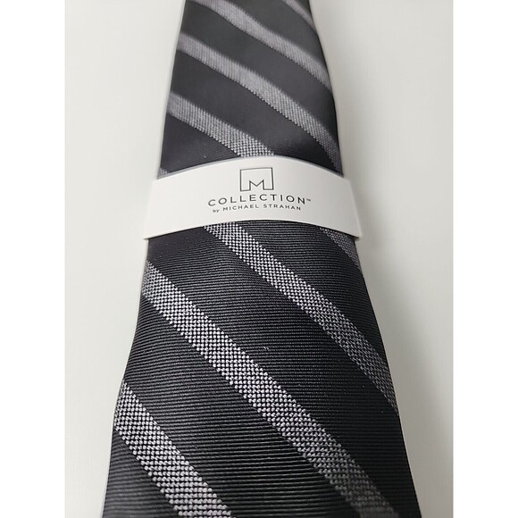 Michael Strahan Collection Men's Neck Tie Black Stripe - NEW MSRP $34 - Picture 2 of 6